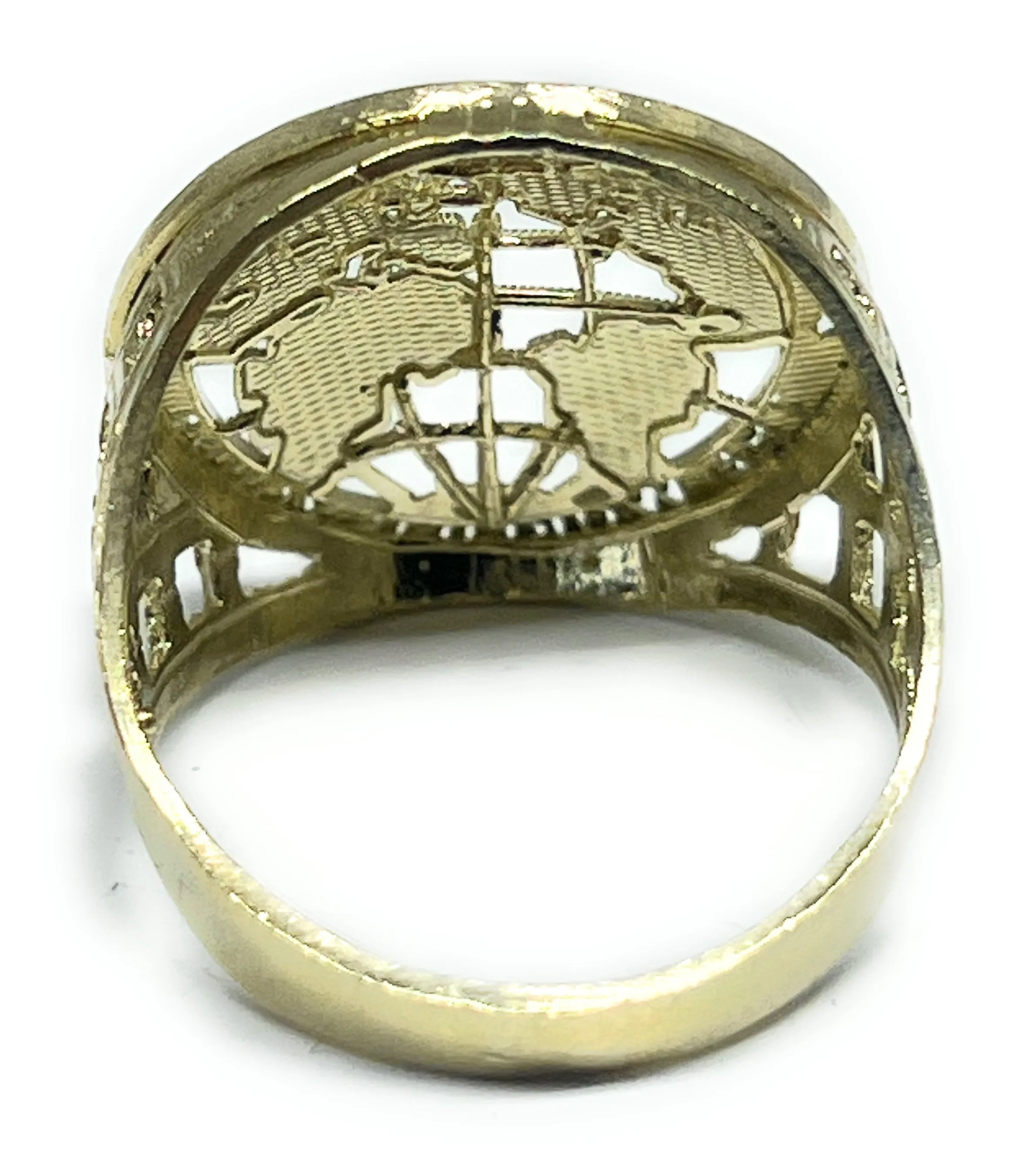 10k Solid Gold THE WORLD IS YOURS GLOBE WORLD Ring (5.8g)