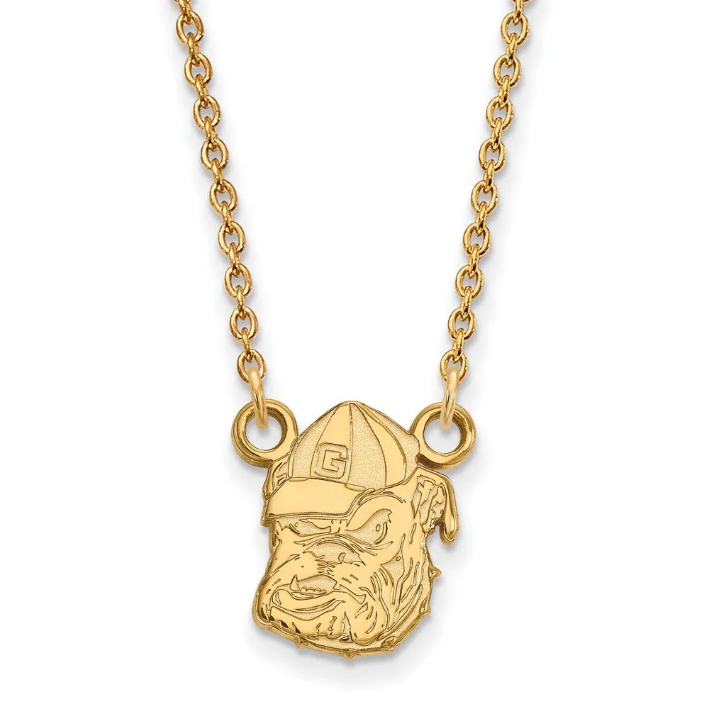 10k Yellow Gold U of Georgia Small Bulldog Pendant Necklace