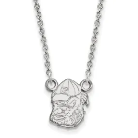 14k White Gold U of Georgia Small Bulldog Pendant Necklace