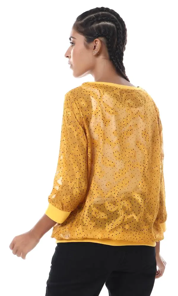 57059 Dotted See Through Mustard Top