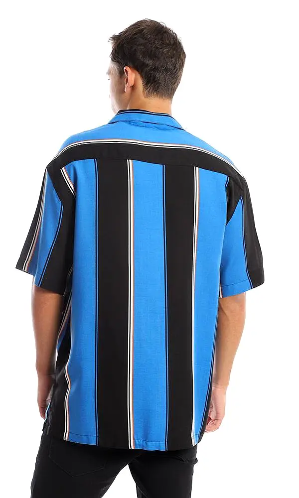 94897 Bi-Tone Striped Blue & Black Summer Shirt