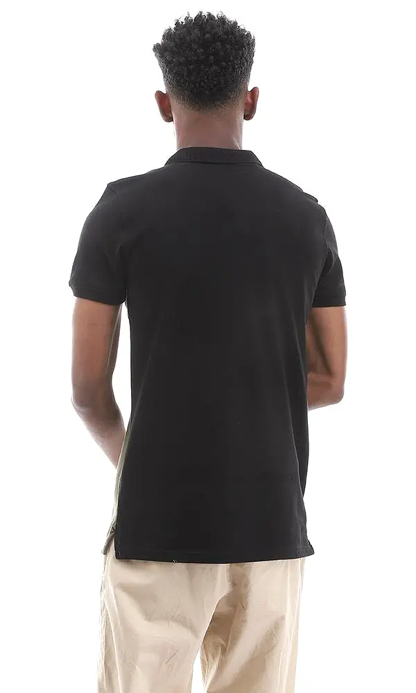 94982 Decent Tri-Tone Buttoned Polo Shirt - Black