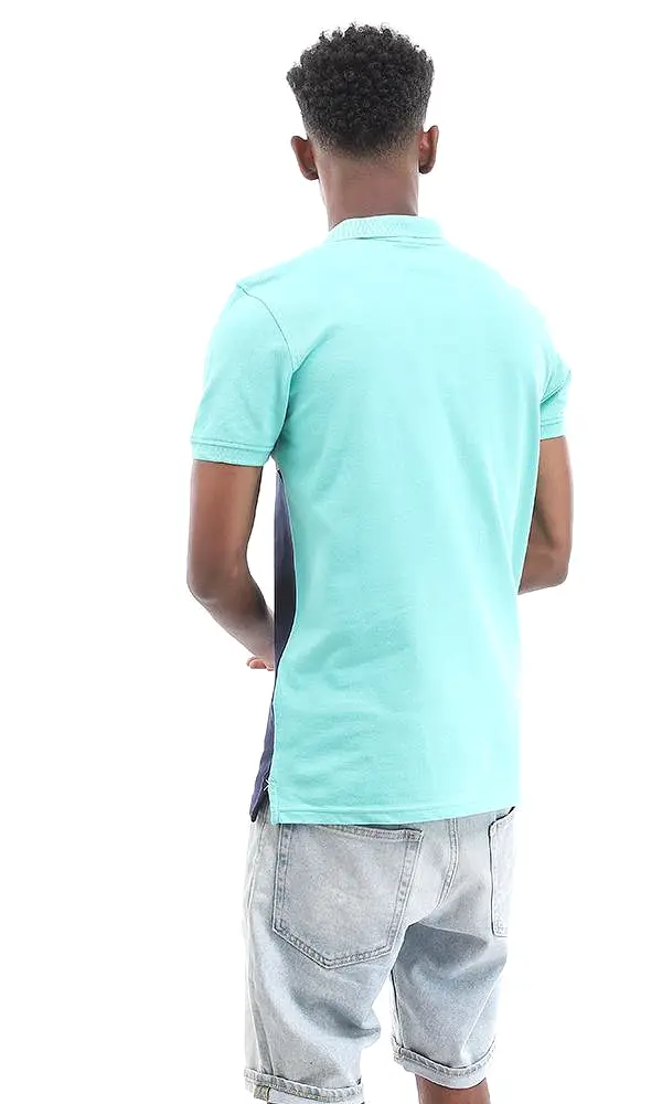 94983 Short Sleeves Buttoned Tri-Tone Polo Shirt - Ligh Green