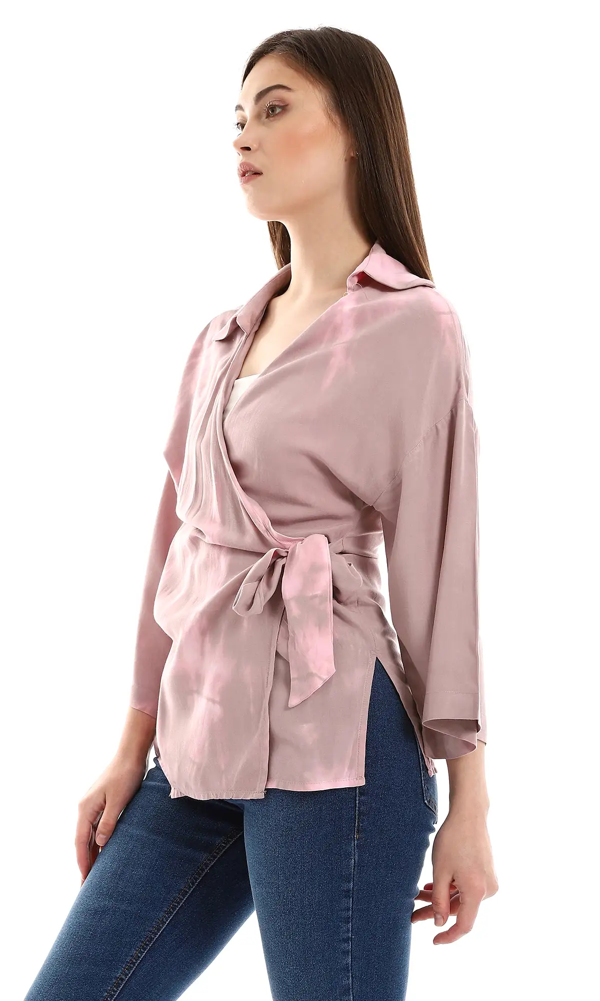 97480 Purple & Rose Tie Dye Wrapping Blouse