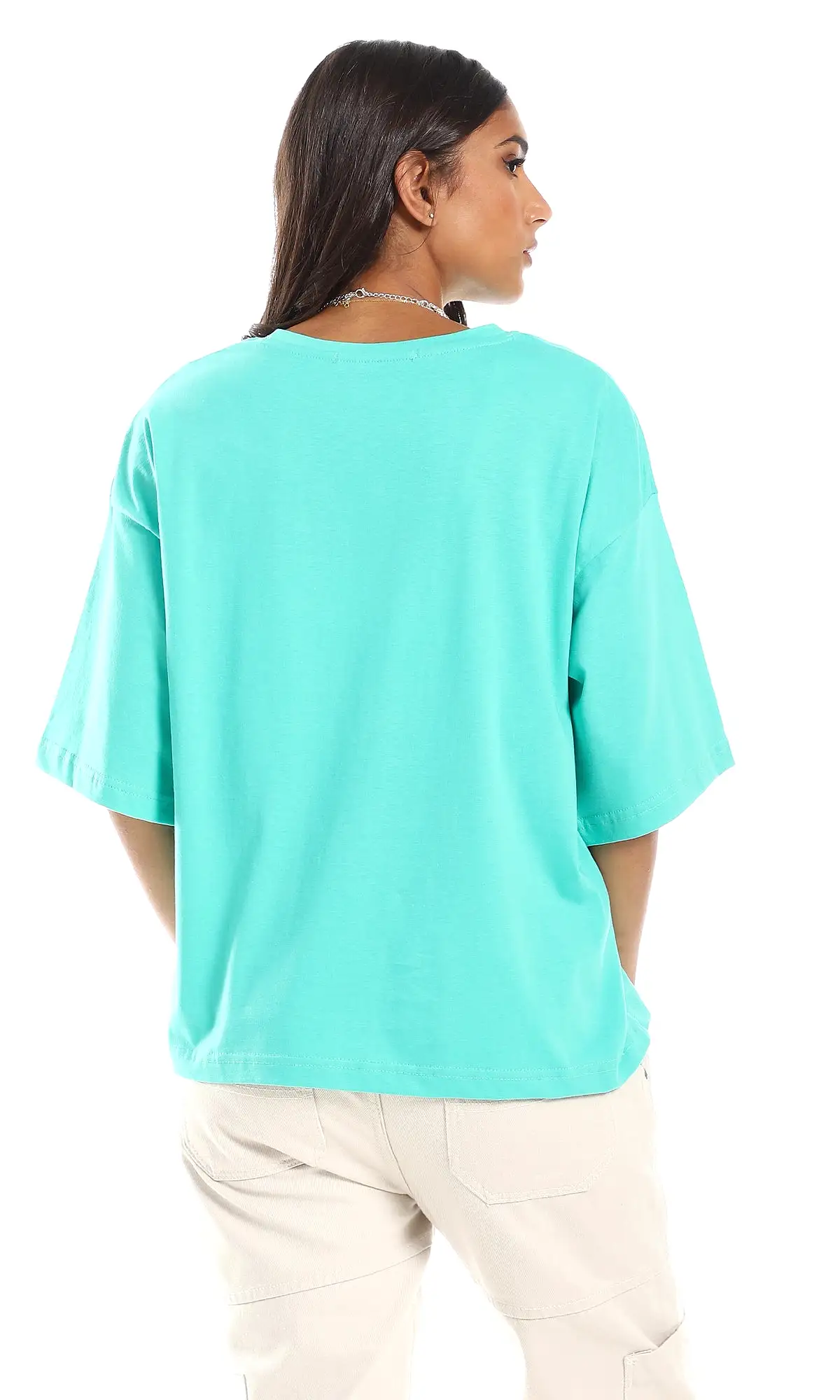 98834 Tiffany Green Slip On Short Sleeves Plain Tee