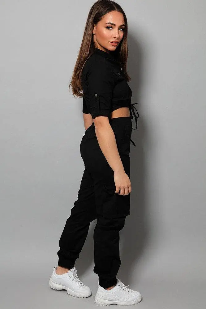 Black Parachute Fabric Utility Cargo Set