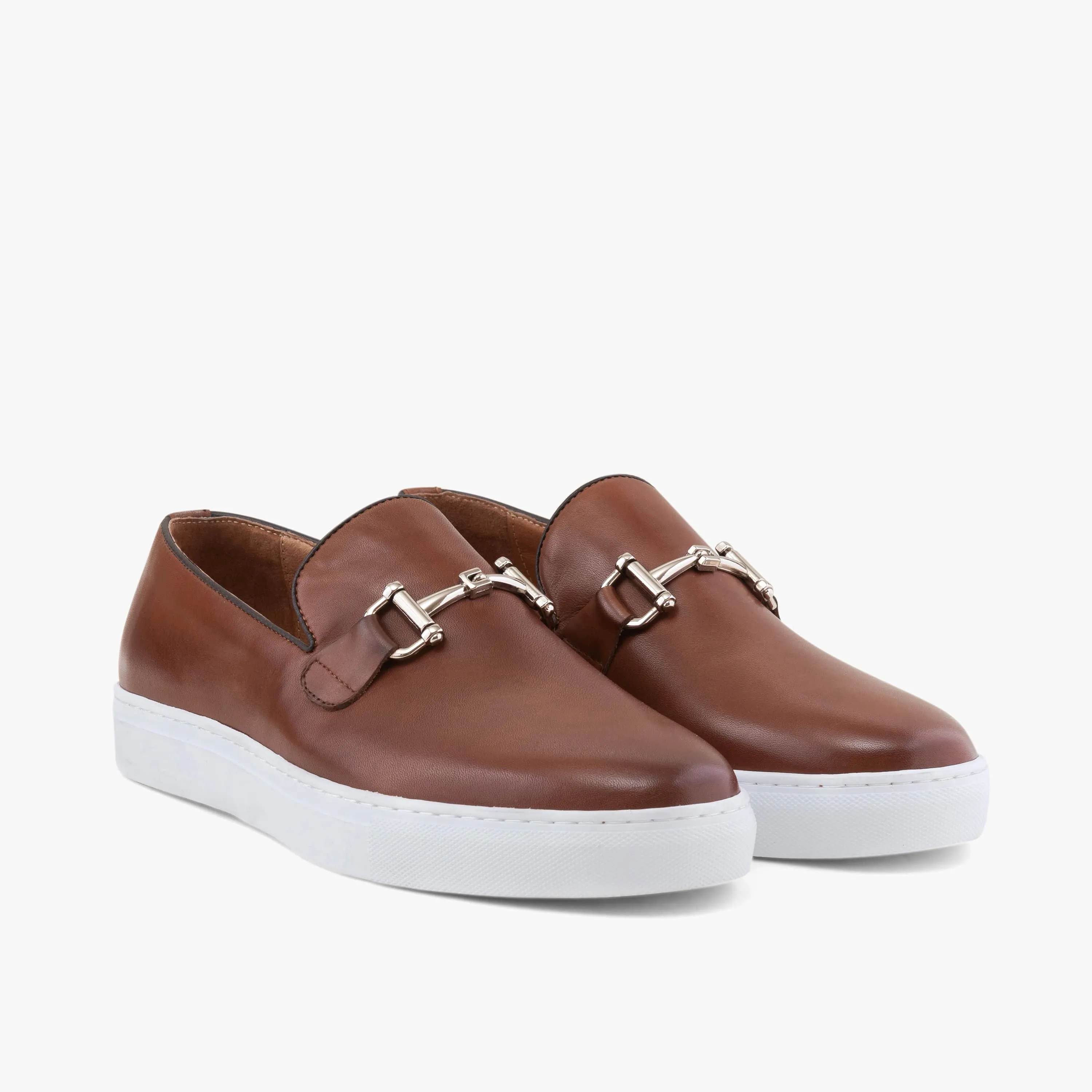 Boardwalk Mahogany Leather Horse-Bit Sneakers