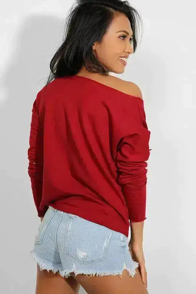 Burgundy London Galaxy Print Cropped Sweatshirt