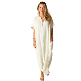 Camen Cover Up Maxi Dress in Vanilla