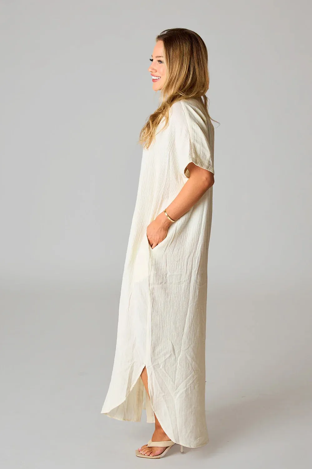 Camen Cover Up Maxi Dress in Vanilla