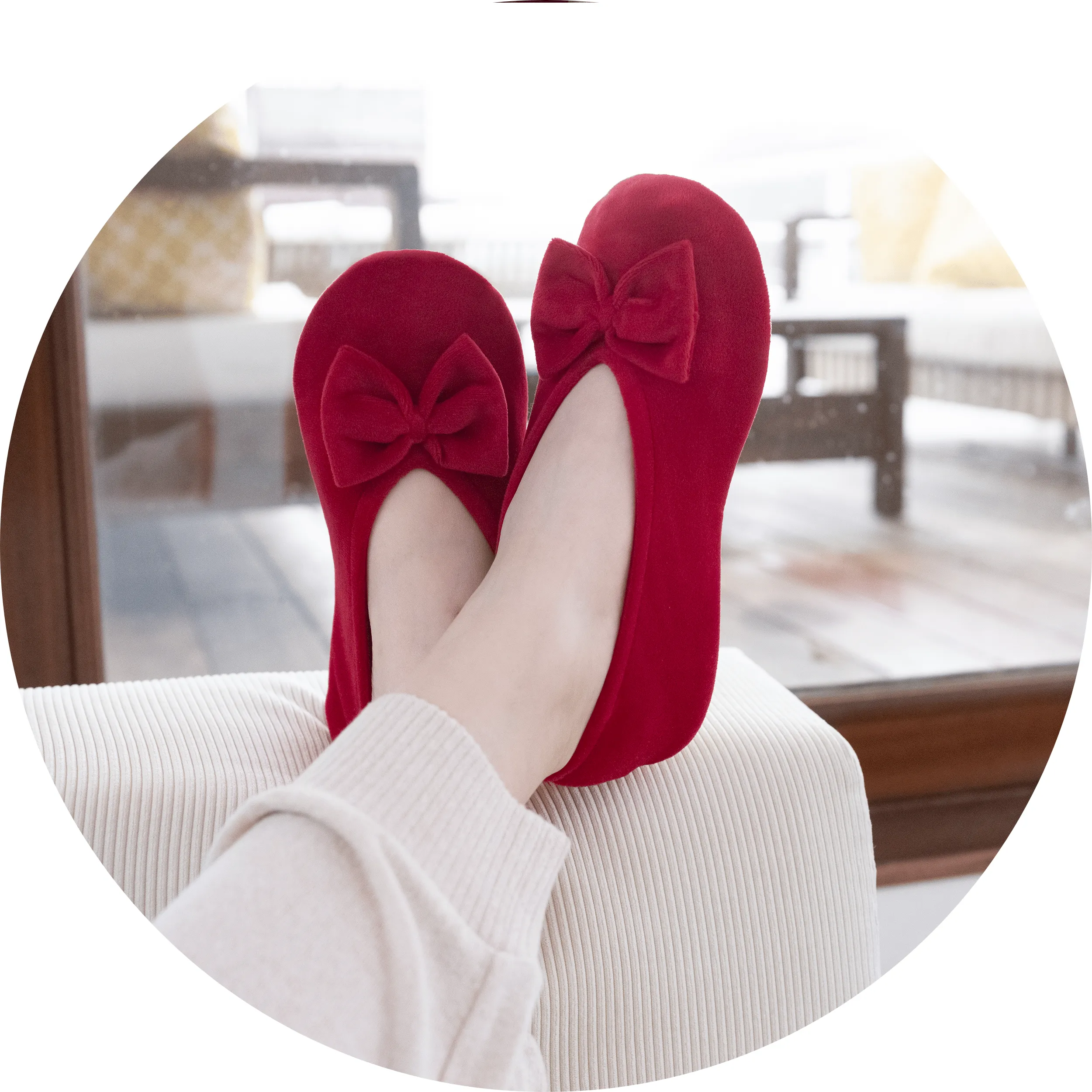 Chaussons ballerines Femme Grand Nud Rouge