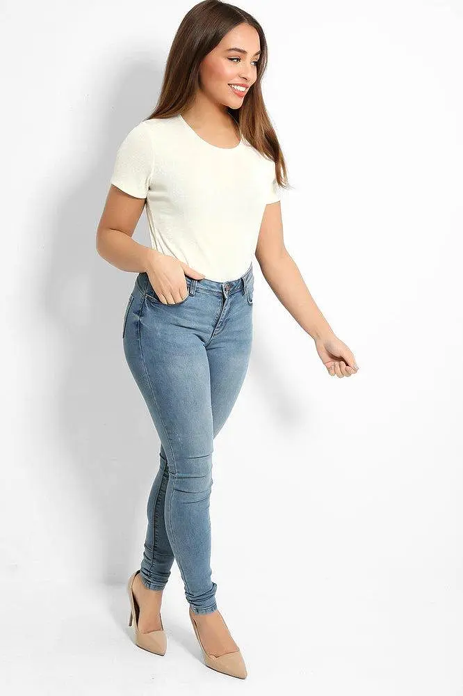 Classic Blue Curved Back Push Up Jeans