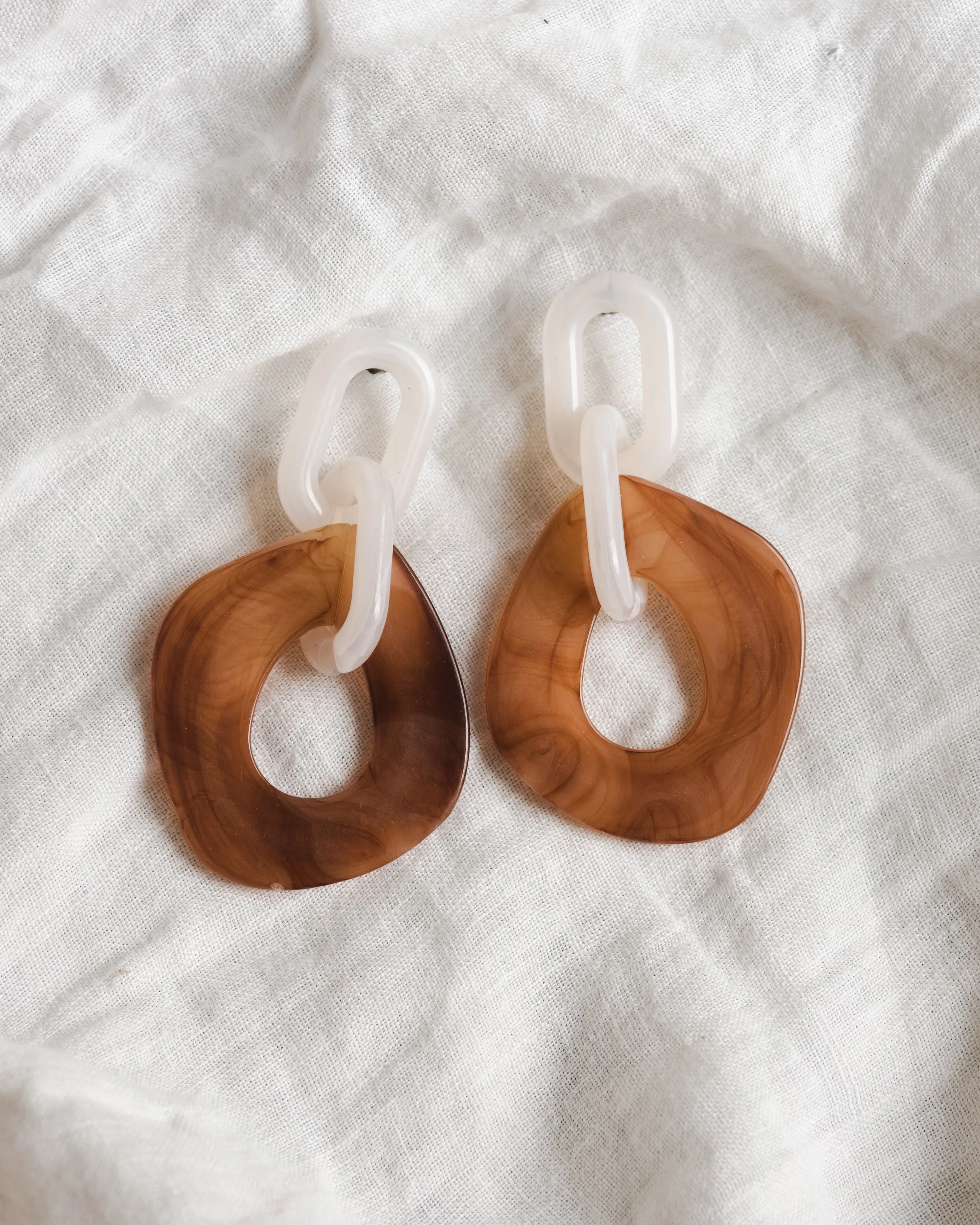 Clementine Earrings in Vanilla + Chocolate