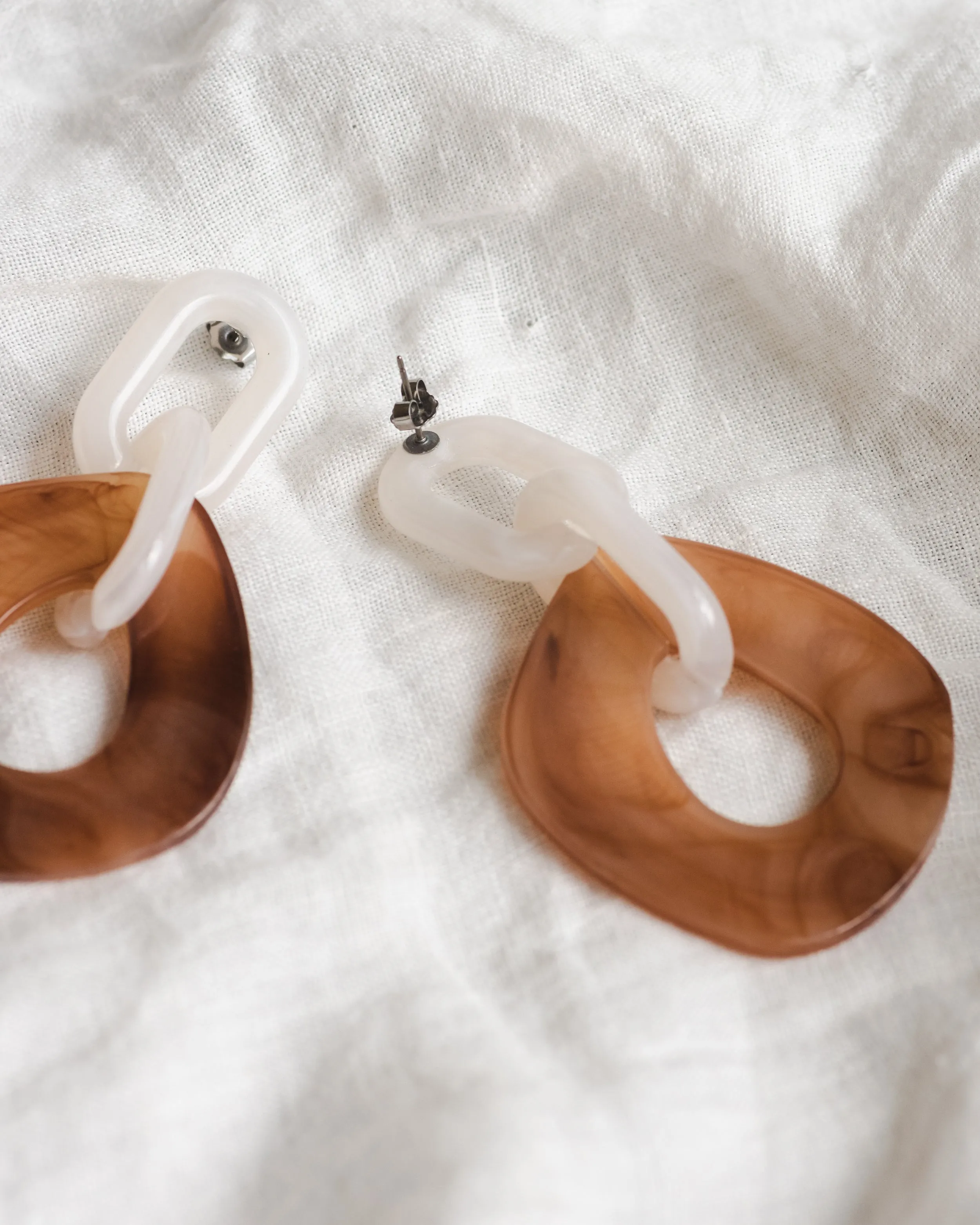 Clementine Earrings in Vanilla + Chocolate