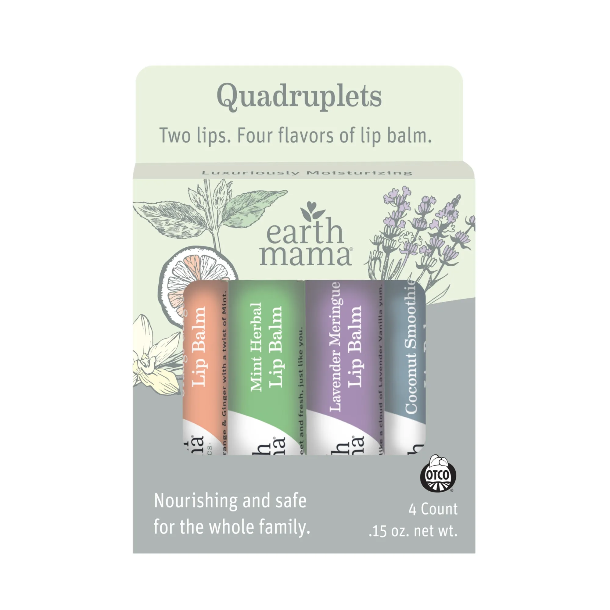 Earth Mama Organics LIP BALM Pack of 4