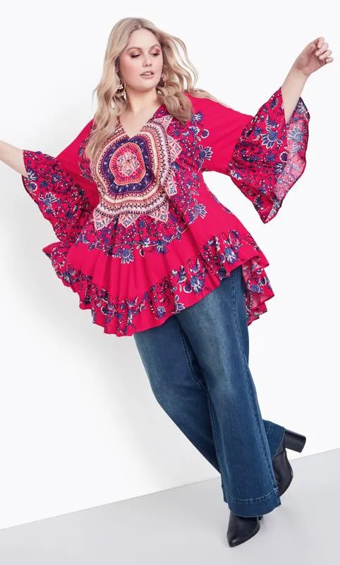 Evans Red Frankie Frill Tunic