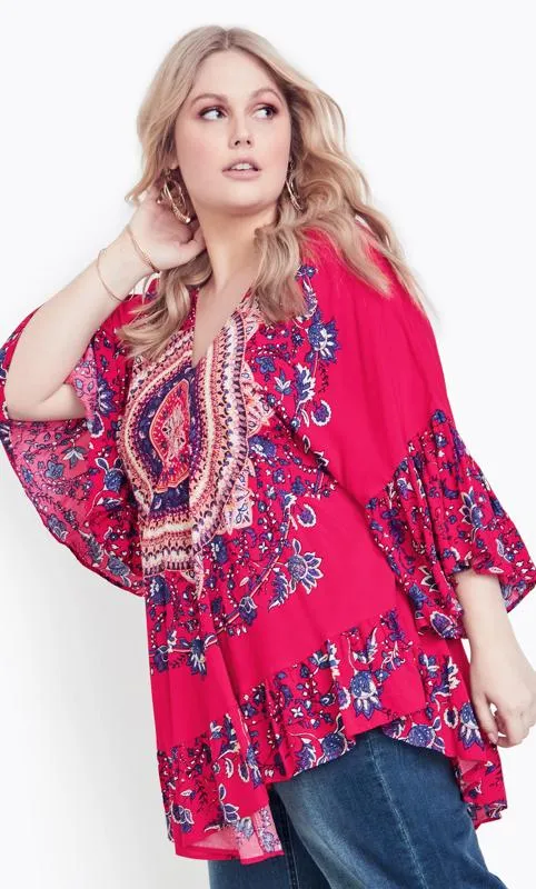 Evans Red Frankie Frill Tunic