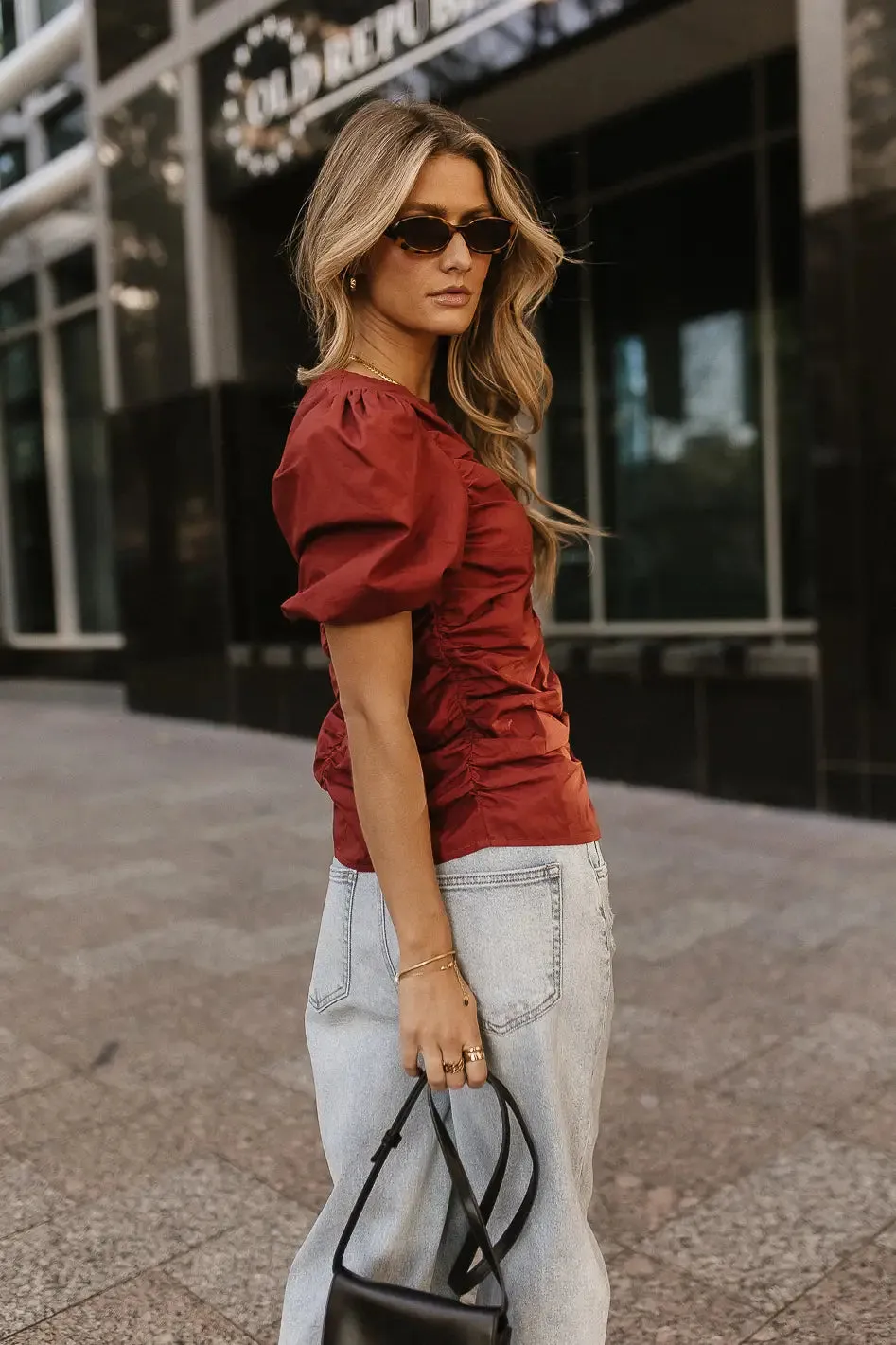 Frankie Ruched Top in Rust - FINAL SALE