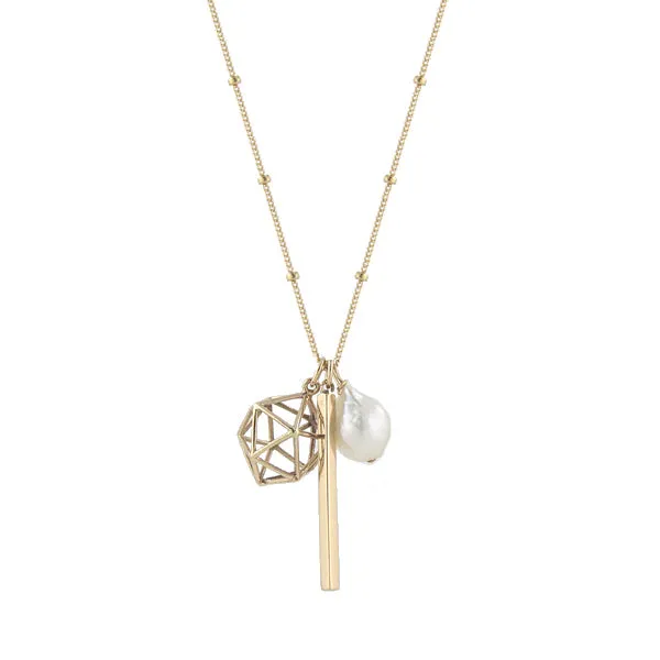 Globe Charms Necklace - Pearl