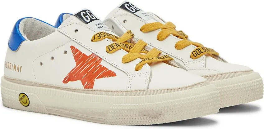 Golden Goose Kids White & Orange May Print Star Sneakers