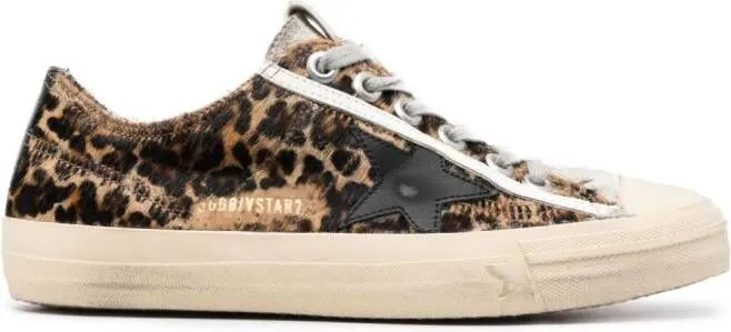 Golden Goose leopard-print lace-up sneakers Brown