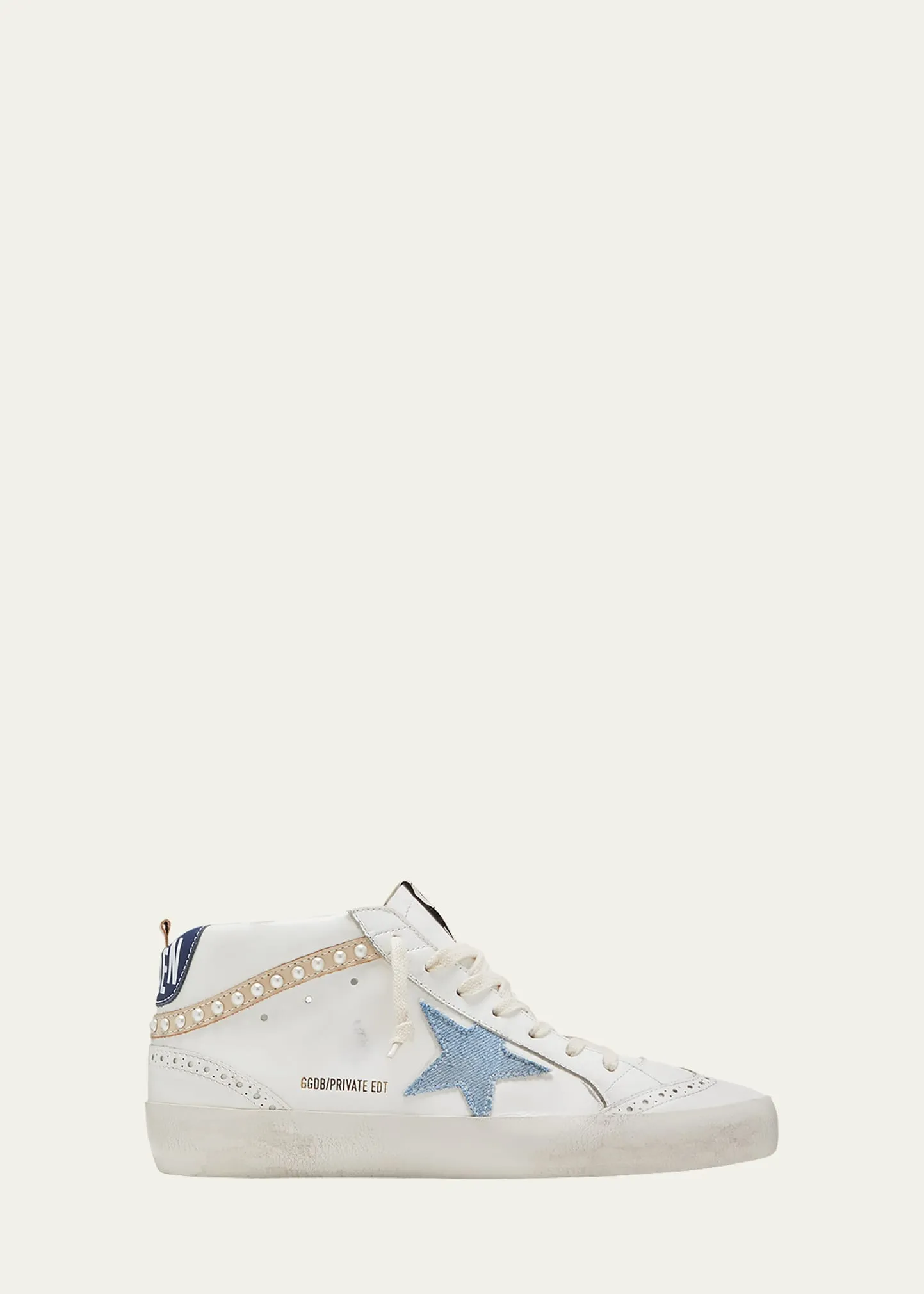 Golden Goose Mid Star Denim Wing-Tip Sneakers