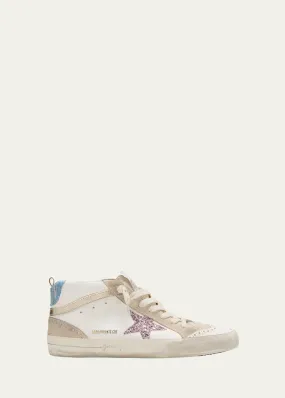 Golden Goose Midstar Glitter Wing-Tip Sneakers