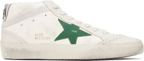 Golden Goose Off-White & Green Mid Star Sneakers