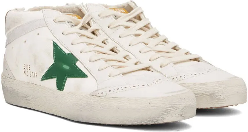 Golden Goose Off-White & Green Mid Star Sneakers