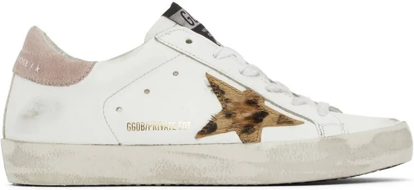 Golden Goose SSENSE Exclusive White Leopard Superstar Sneakers