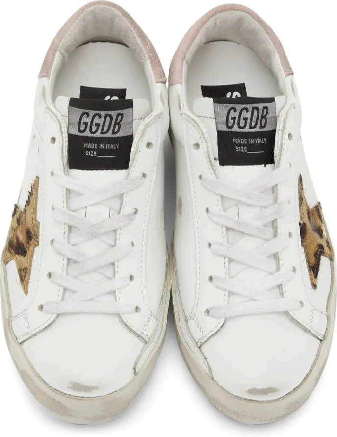 Golden Goose SSENSE Exclusive White Leopard Superstar Sneakers