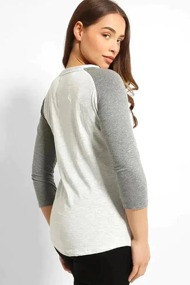 Grey Contrast Sleeve Paradise T-Shirt