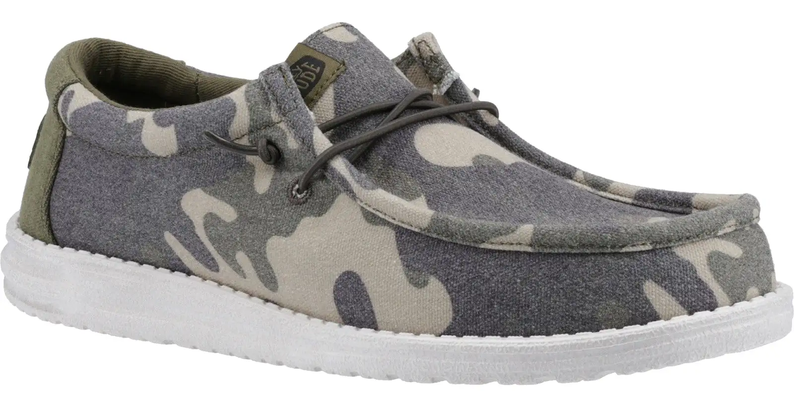 Hey Dude Wally Washed Camo Mens Lace Up Casual Shoe