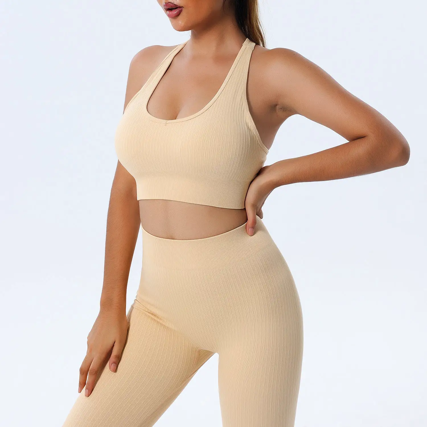 INSTOCK-Yoga clothing set vest, sports bra, high-waisted fitness