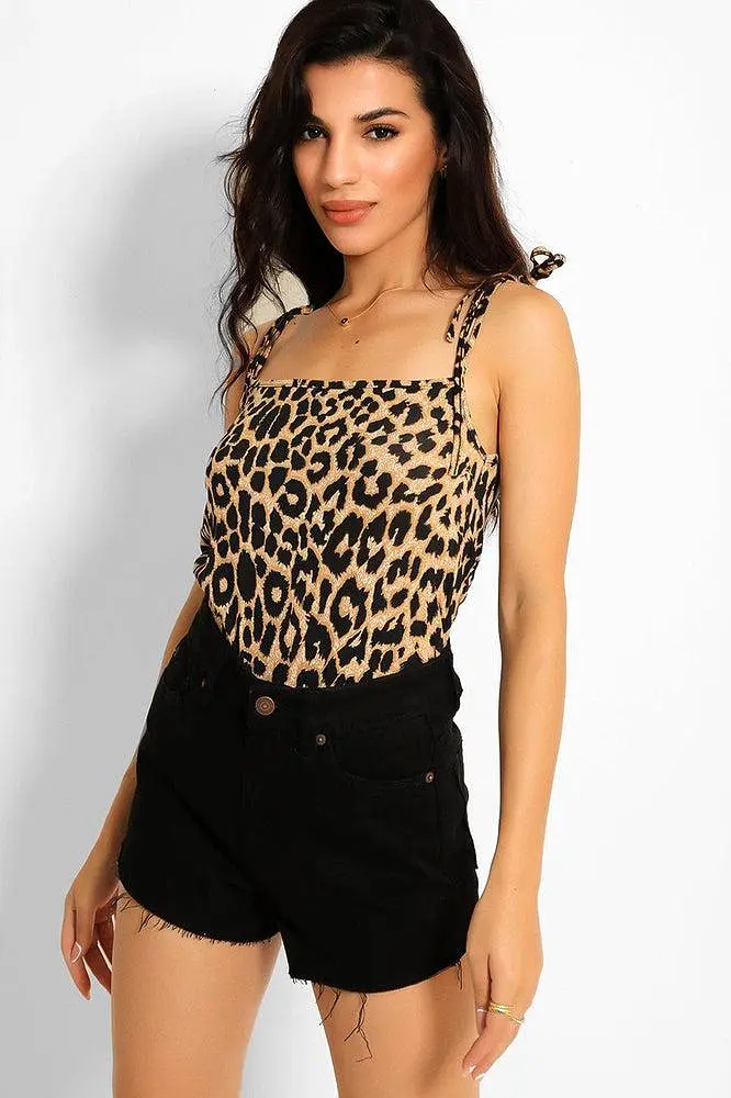 Leopard Print Shoulder Tie Top