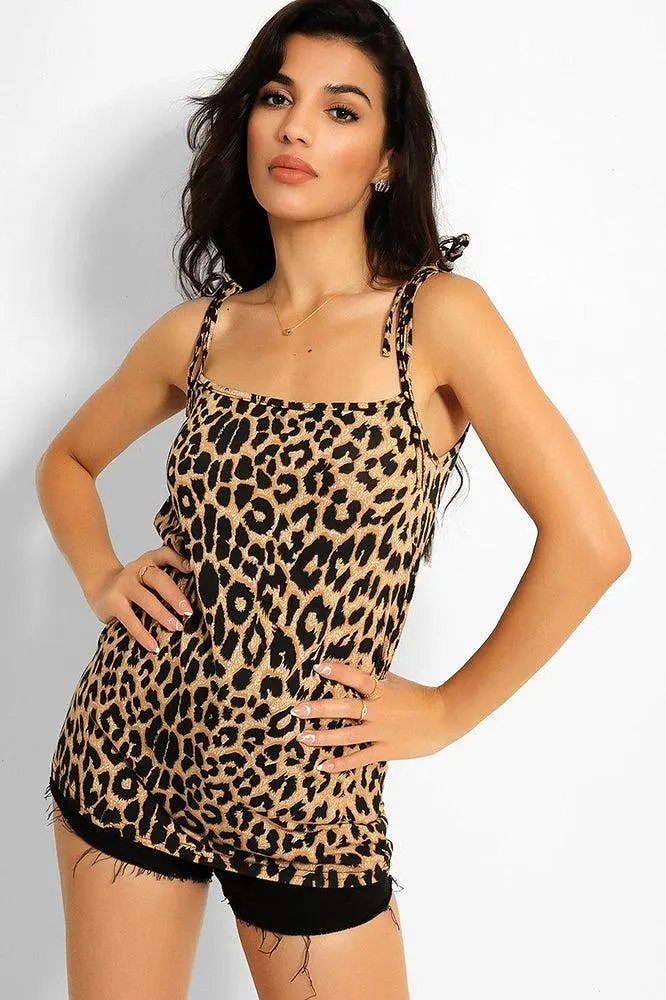 Leopard Print Shoulder Tie Top