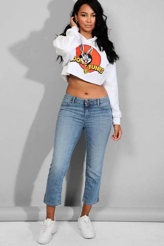 Light Blue Low-Waist Denim Capri Jeans