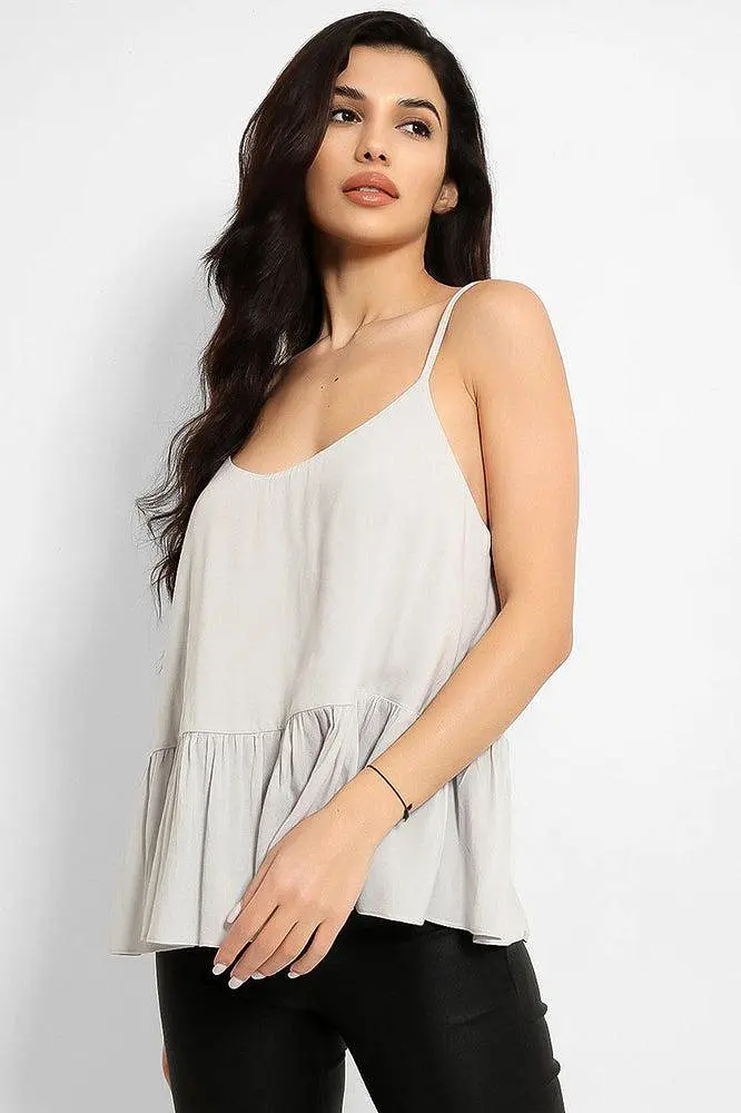 Light Grey Drop Waist Strappy Top