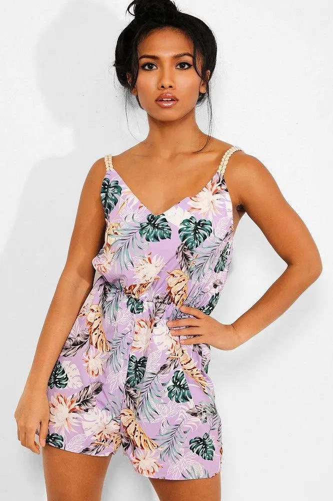 Lilac Tropical Print Cami Playsuit