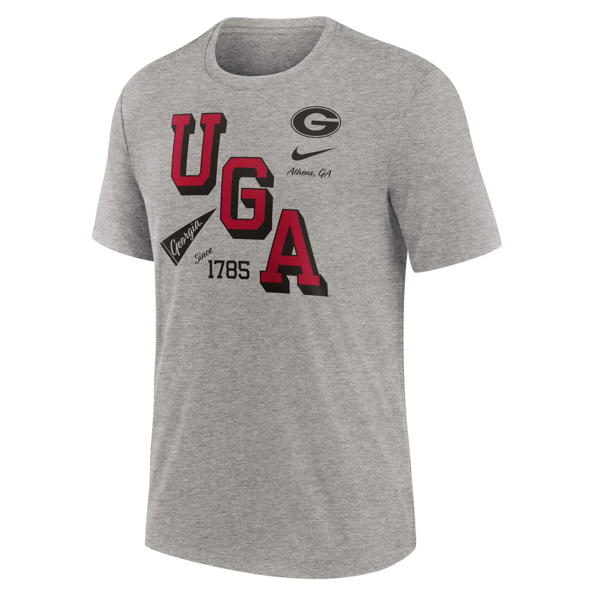 Men's Nike Heather Gray Georgia Bulldogs Blitz Roll Call Tri-Blend T-Shirt