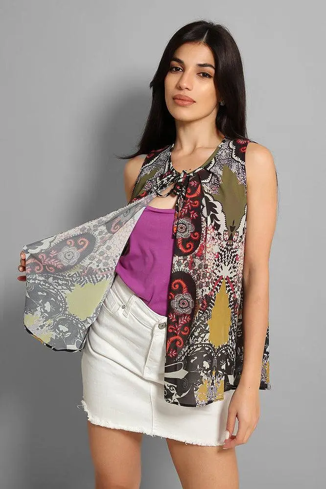 Multicolour Paisley Print 2-in-1 Overlay Top