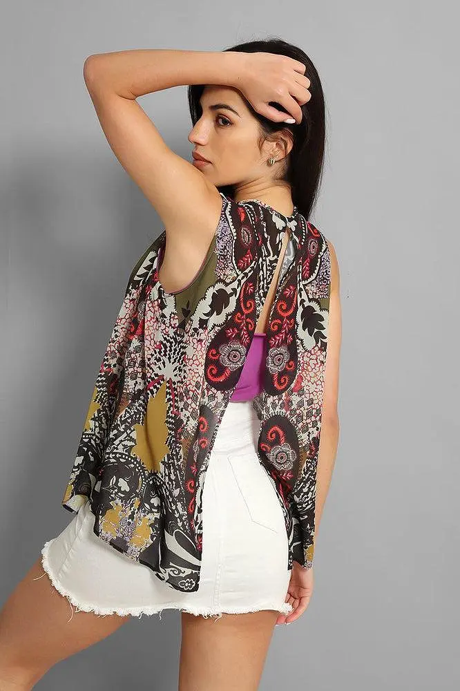 Multicolour Paisley Print 2-in-1 Overlay Top