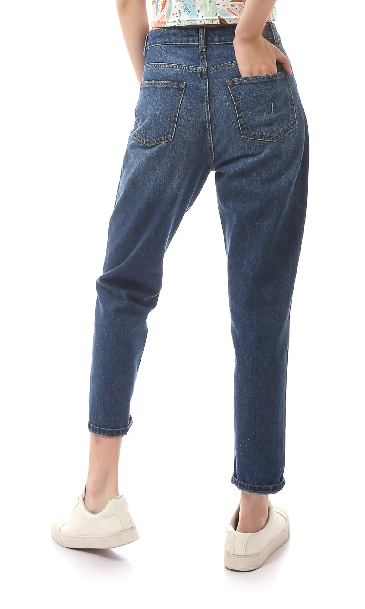 O168634 Regular Fit Solid Blue Jeans