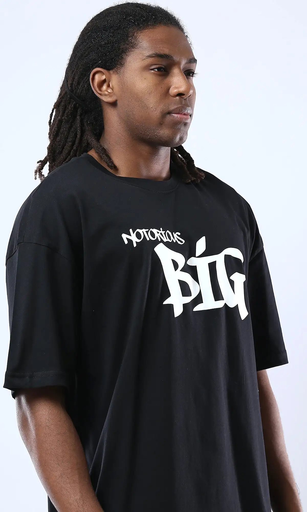 O178391 Notorious Big Elbow-Sleeves Slip On Black Tee