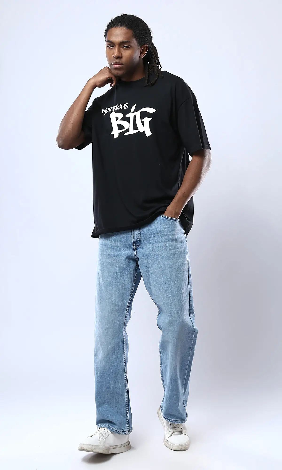 O178391 Notorious Big Elbow-Sleeves Slip On Black Tee