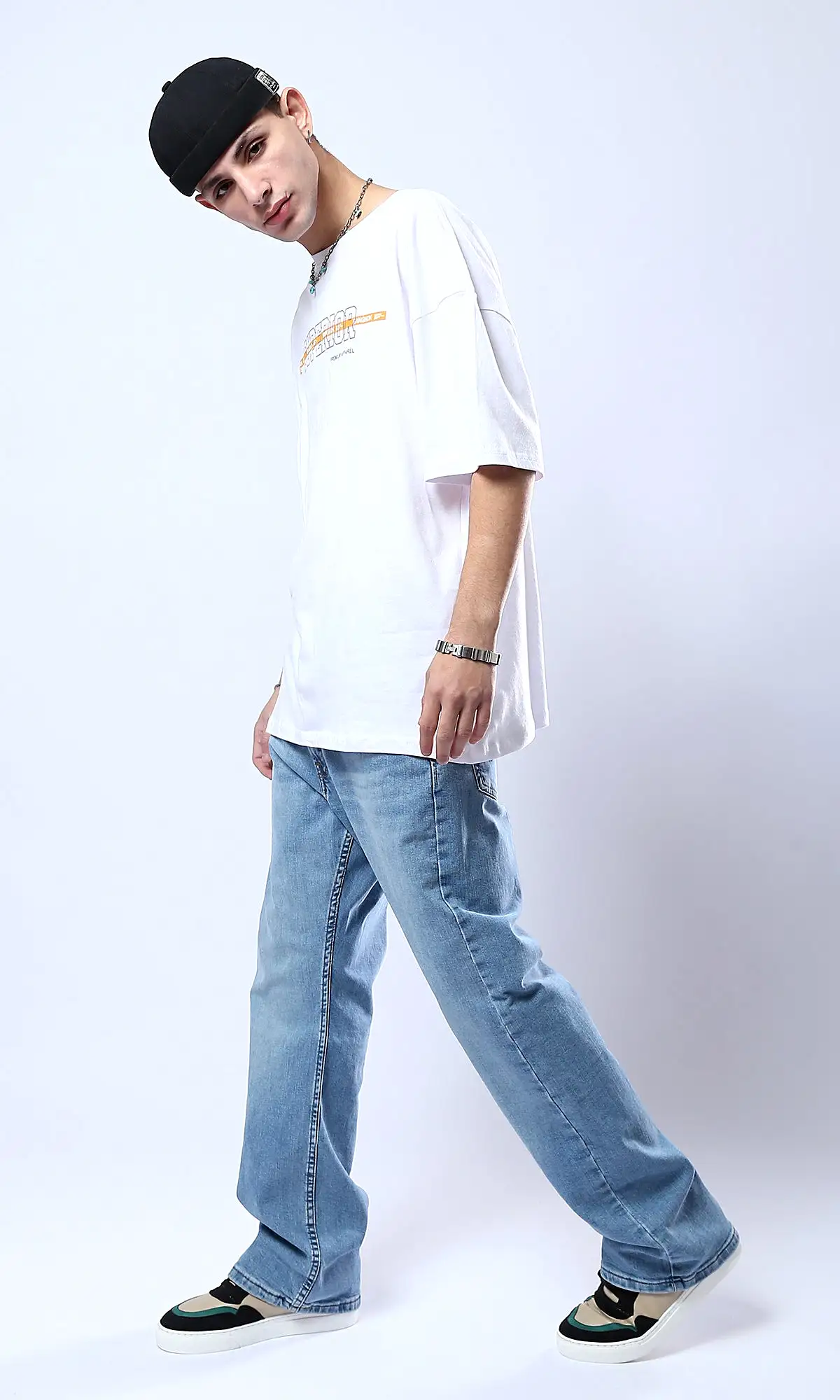 O178410 Superior Elbow-Sleeves Relaxed Tee - White