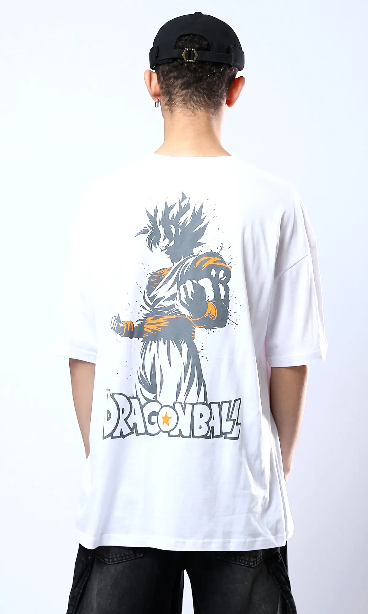 O178411 Printed Dragon Ball White Elbow-Sleeves Tee