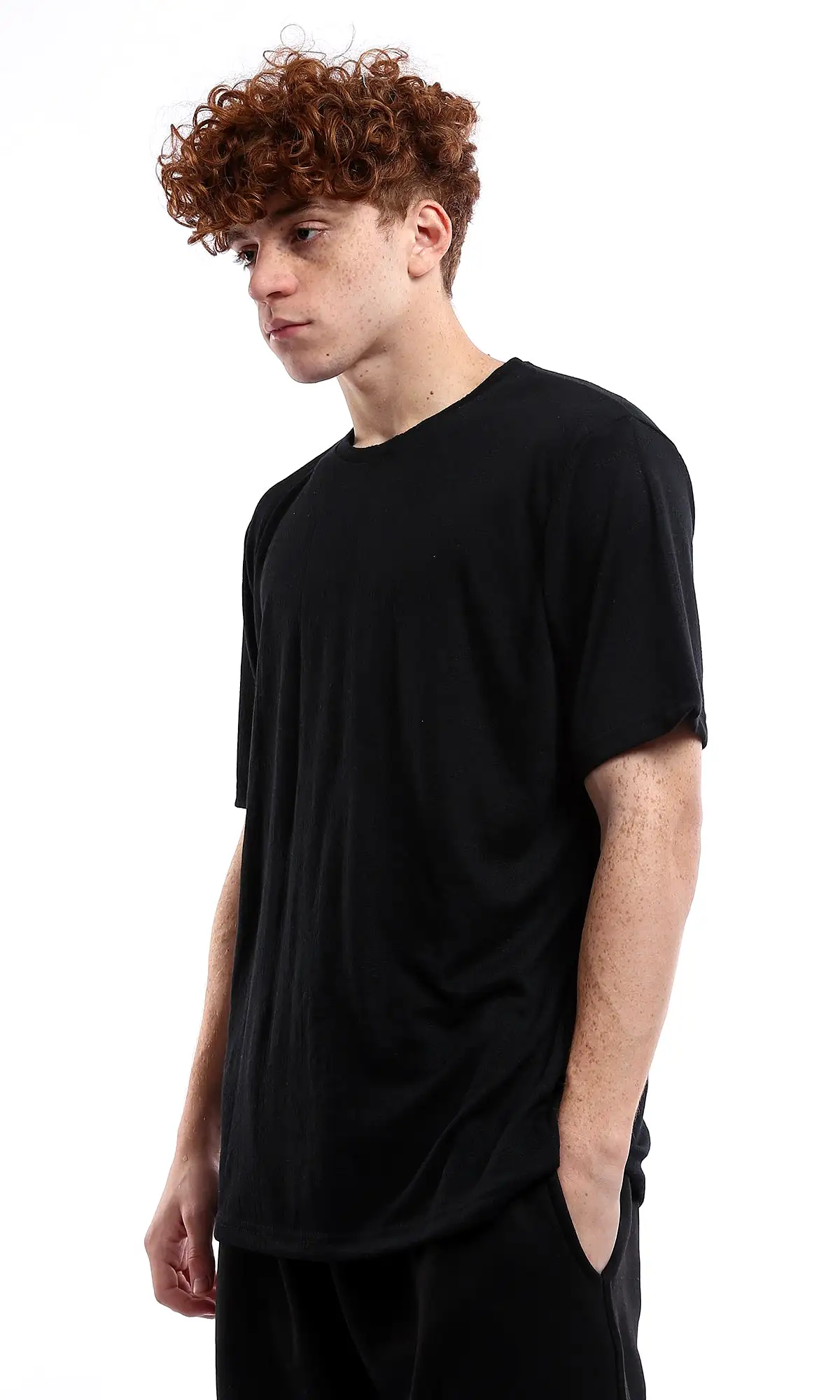 O178557 Lightweight Self Pattern Black Summer Tee