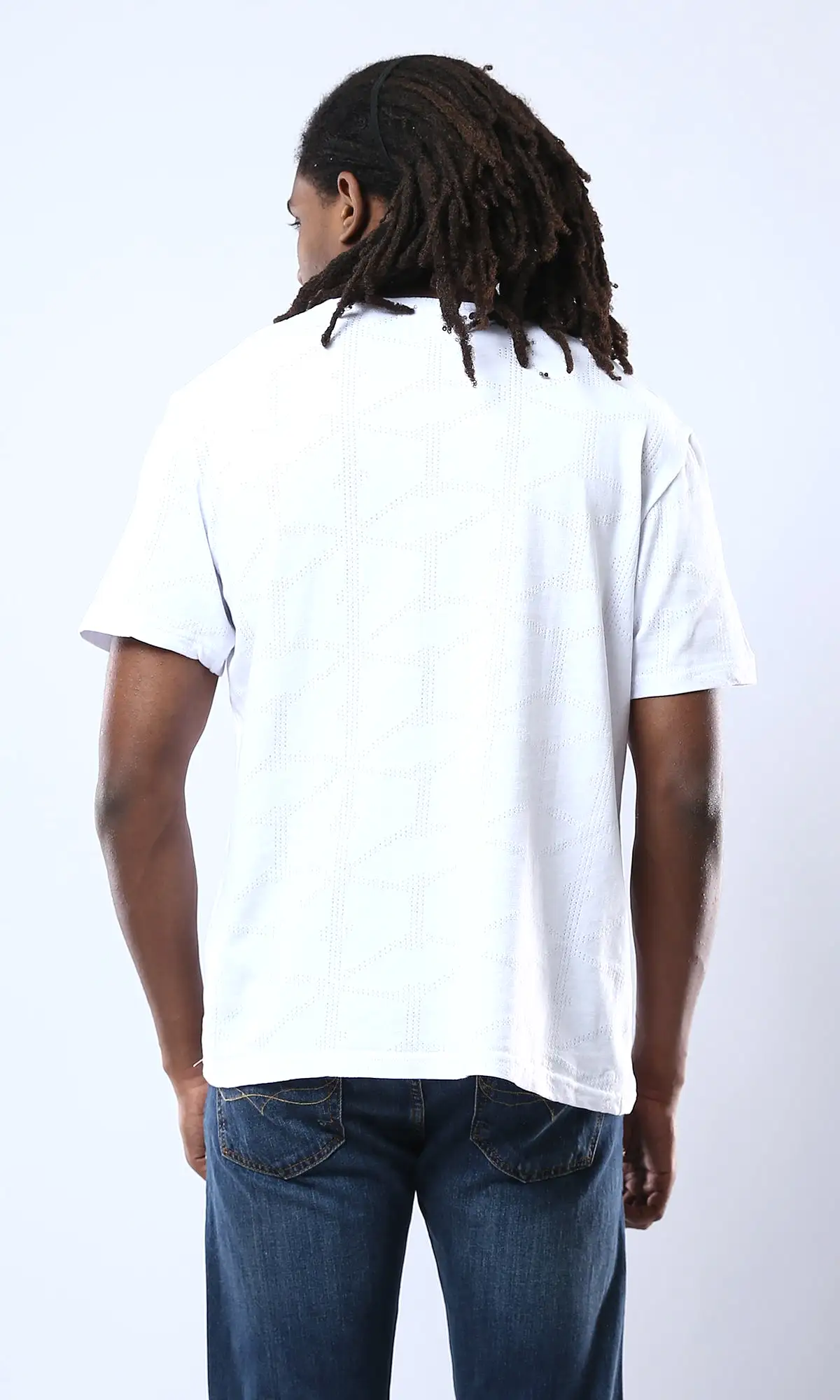 O178558 Crew Neck Perforated Cotton White Tee