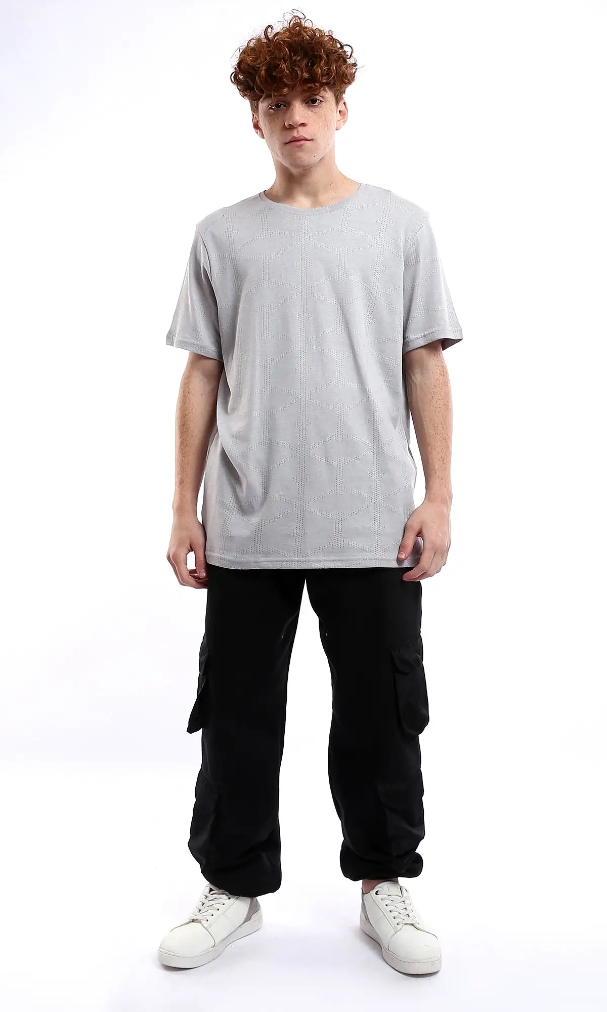 O178559 Short Sleeves Perforated Lightweight Grey Tee